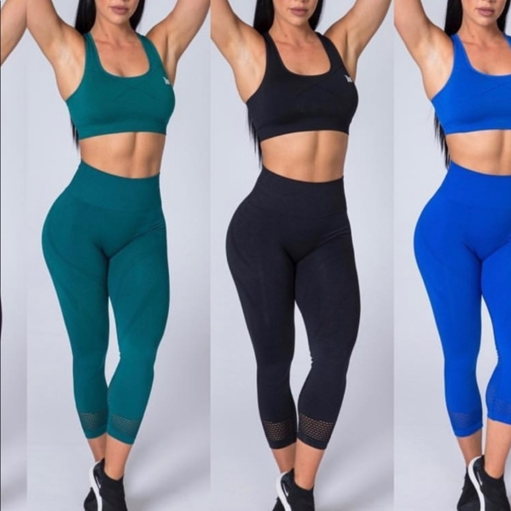 MUSCLE NATION V2 SEAMLESS HIGH WAIST 7/8 LEGGINGS CHARCOAL BLACK - XS